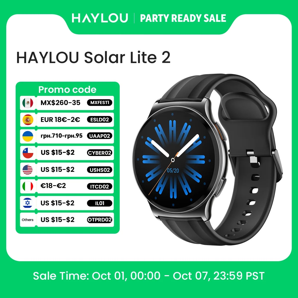 HAYLOU Solar Lite 2 Smartwatch 1.43'' AMOLED Display 24h Health Monitoring 150+ Sports Modes Voice Calling Smart Watch 1ATM