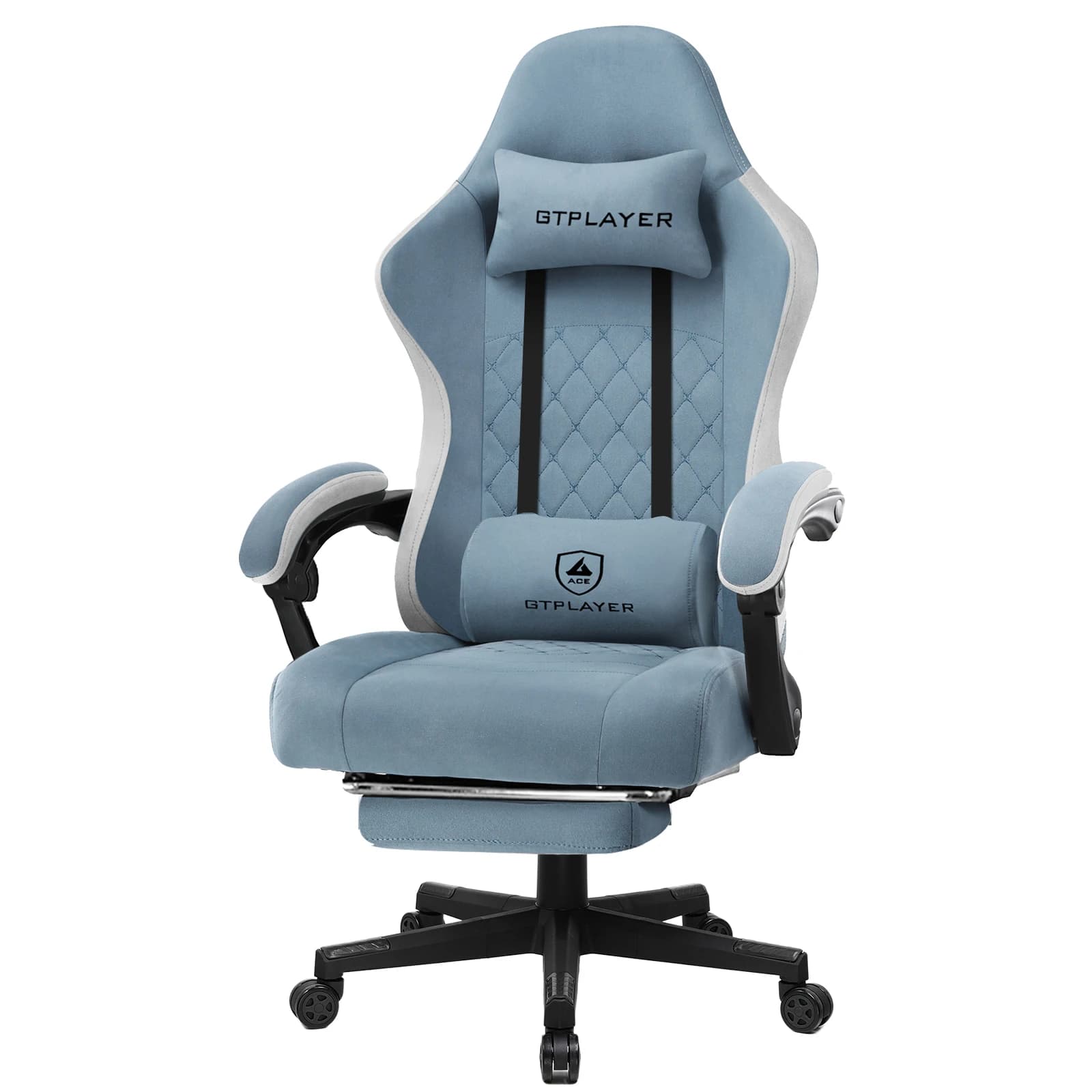 GTPLAYER Gaming Stuhl Ergonomischer Gaming Sessel Schreibtischstuhl mit Stoffoberfläche, Federsitzkissen, Verbindungsarmlehnen