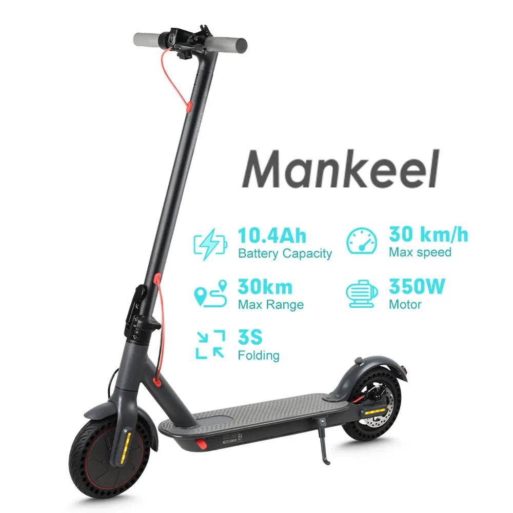 Electric Scooter Dual Shock Absorption 36V 10.4AH Range 25-30km Smart App Foldable Escooter 8.5 inch Max 30km/h