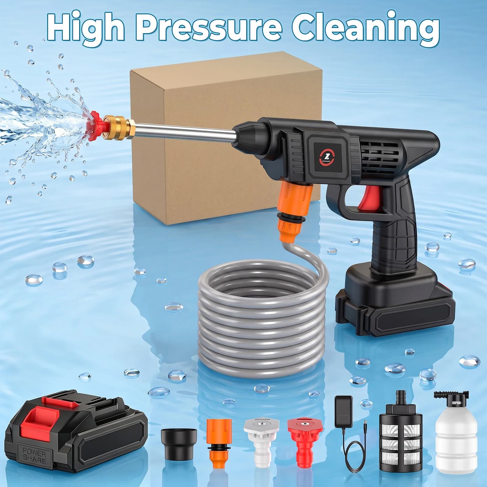 Cordless High Pressure Lever Wash Spray Water Gun Car Wash Pressure Washer Machine Portable Jet Cleaner for Makita 21V Battery