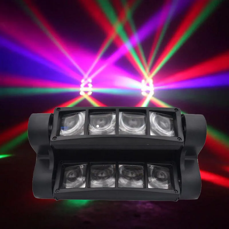 Mini LED 8x3W RGBW Moving Head Light LED Spider Beam Stage Lighting DMX 512 Spider Light Good for DJ Nightclub Party