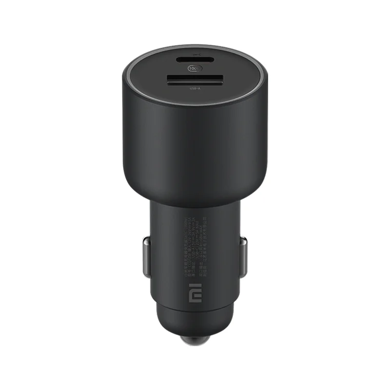 Xiaomi 100W Car Charger Dual USB Quick Charge Mi Car Charger USB-A USB-C Dual Output LED Light With 5A Cable