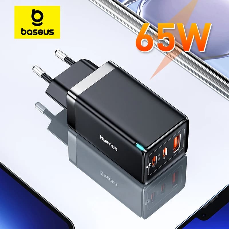 Baseus 65W GaN Charger Quick Charge Type C PD Charger USB Charger QC4.0 Portable Fast Charger For Laptop iPhone 17 16 15 14 13