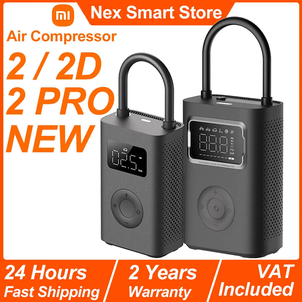 Xiaomi Mijia Portable Air Compressor 2 / 2D / 2PRO, Smart Digital Tire Pressure Detection Inflator, Portable Electric Air Pump