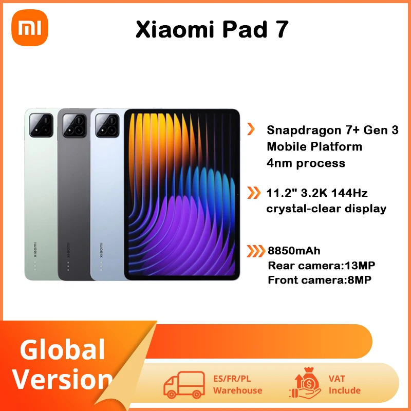 Xiaomi Pad 7 11.2'' 144Hz Wi-Fi 6E 8Gb/256Gb 12Gb/256Gb 8850Mah Tablet PC