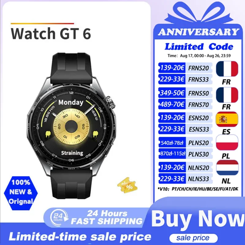 2025 HUAWEI WATCH GT 6 Smartwatch 1.47”/1.32” AMOLED Screen Up to 21-Day Battery Life Heart Rate NFC Compatible iOS and Androi
