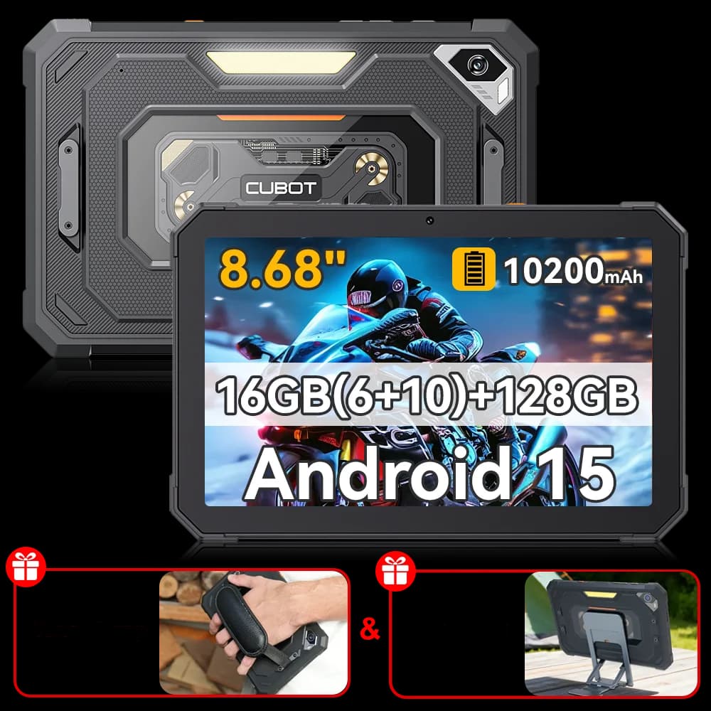 [Shipping From Poland] Cubot Tab KingKong Mini Android 15 Rugged Tablet 16GB(6+10) 128GB 10200mAh 8.68'' 90Hz Camping Light 48MP