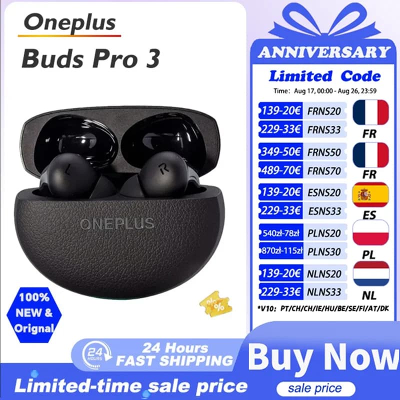 Global Version Oneplus Buds Pro 3 oneplus Earphone TWS Bluetooth Earphone 50dB Active Noise Canceling 43h Battery Life For Oneplus 12