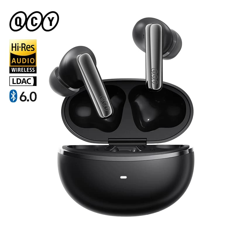 QCY MeloBuds N70 Adaptive ANC Wireless Earbuds Bluetooth 6.0 LDAC Hi-Res Audio 6 Mics Wireless Charging Earphones 50Hrs IPX5