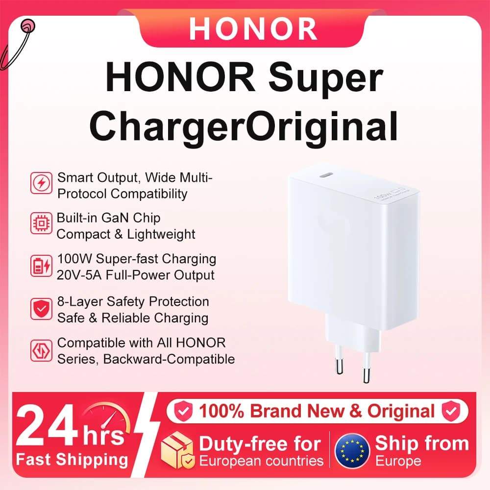HONOR Super ChargerOriginal fast charging usb EU Charger For HONOR Magic 8 pro HONOR Magic 7 pro HONOR 400 pro 66W 88W 100W