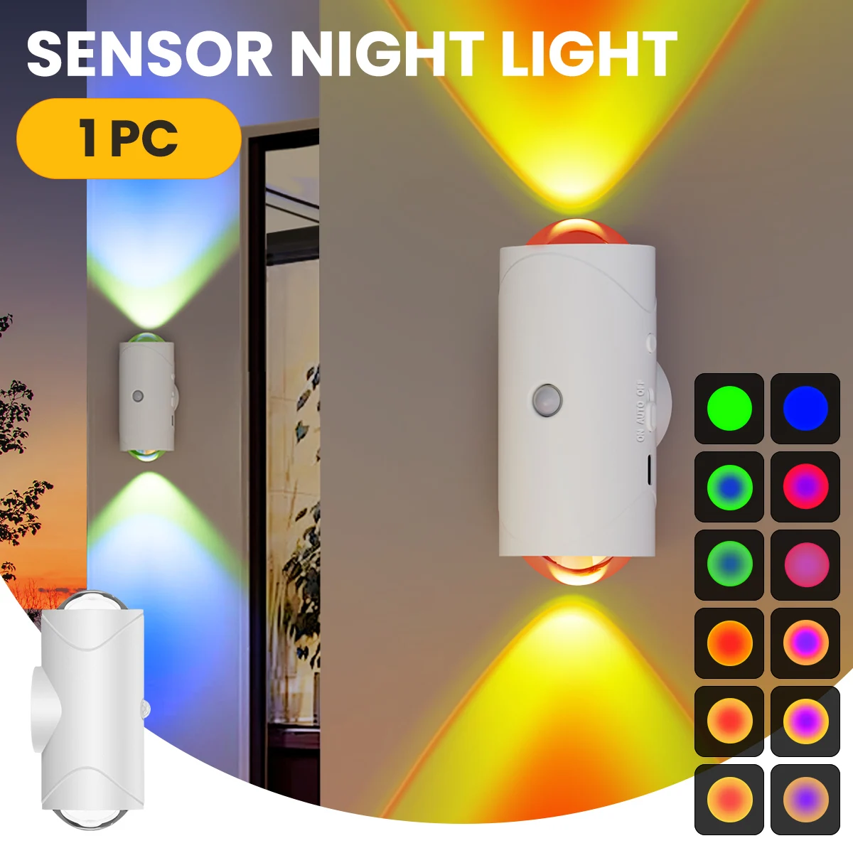 LED Motion Sensor Night Light Indoor,1500mAh Up/Down Lighting Design, Rechargeable Magnetic Wireless Wall Sconces for Bedroom