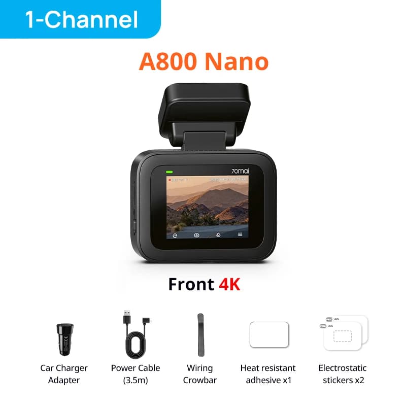 【New】70Mai Dash Cam 4K A800 Nano Front Camera F/1.55 Voice Control Supercapacitor 24H Parking Mode G-Sensor 70mai A800 Nano