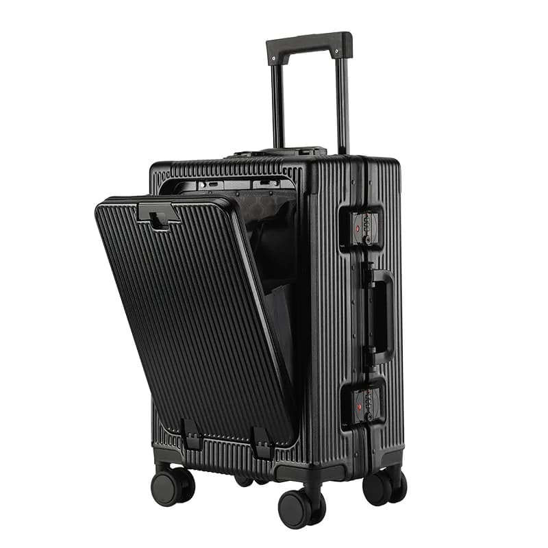 Front Opening Large Capacity Rolling Luggage Case Aluminum Frame ABS+PC Trolley Case Suitcase Boarding Case