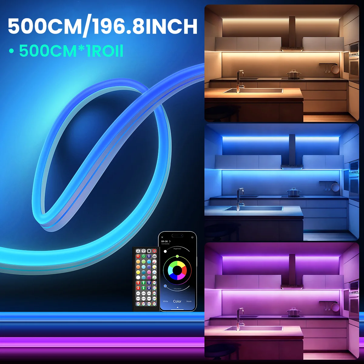 Flexible RGBIC / RGB LED Neon Strip Lights with  APP&Remote, Music Sync Timer Function IP67 Waterproof Indoor Rope Lamp for Bedroom Wall Garden Path Decor