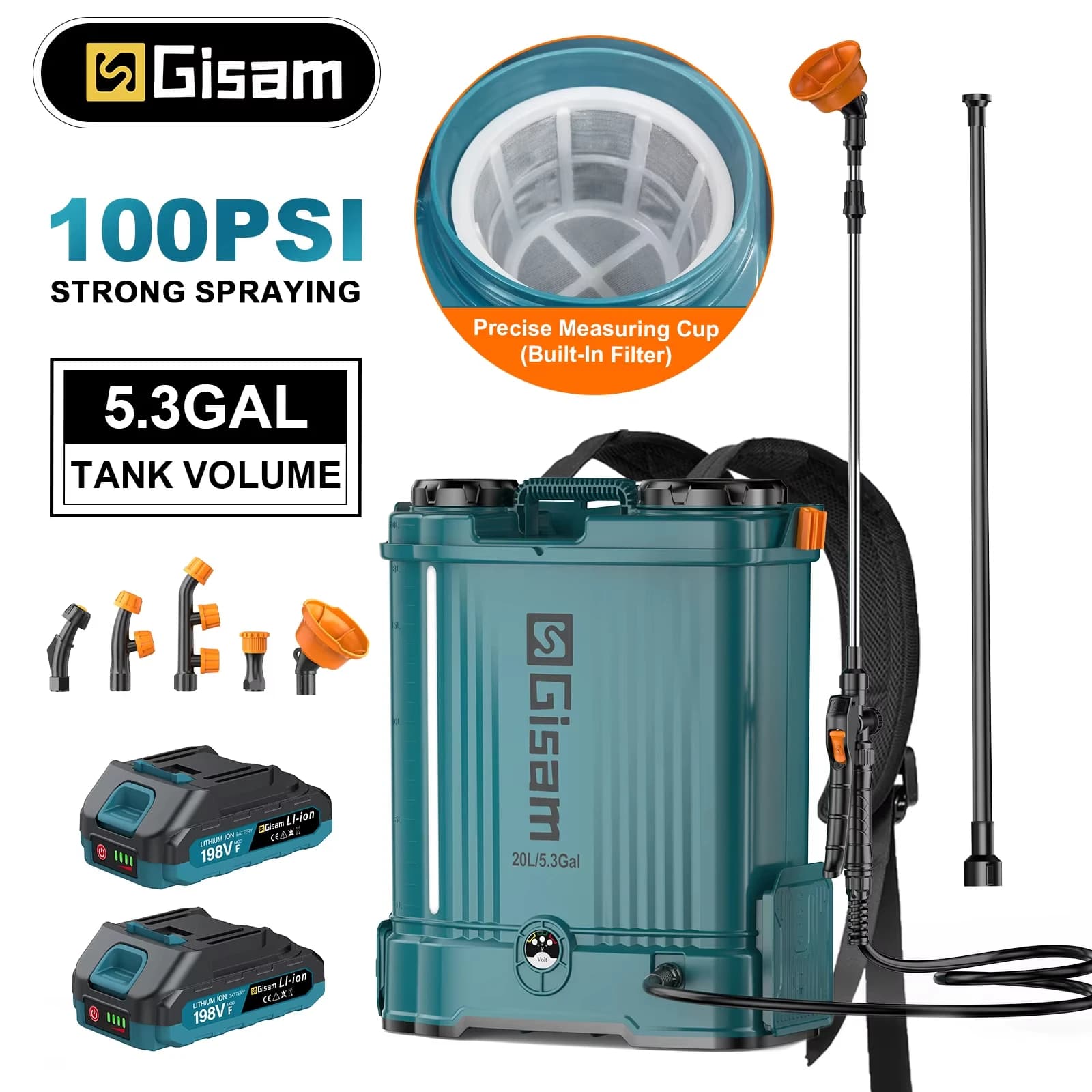Gisam 100PSI Electric Sprayer 20L High Capacity Yard Lawn Spraying Irrigation Backpack Sprayer Tools For Makita 18V Battery Pin