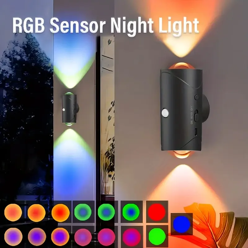 4/2/1 PCS Motion Sensor Smart Light, Dimmable LED Night Lamp, RGB Gradient Ambient Light, Rechargeable Wall Sconce Light Sensor