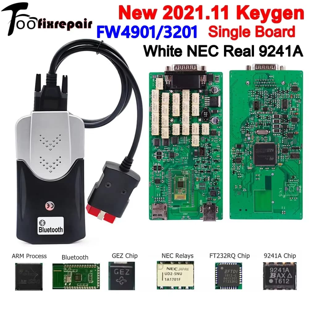 Multidiag Pro New 2021.11 Single Board DS150 Supports Flash Firmware to 3201 White NEC Relay 9241A FT232RQ Cars/Trucks 12V/24V