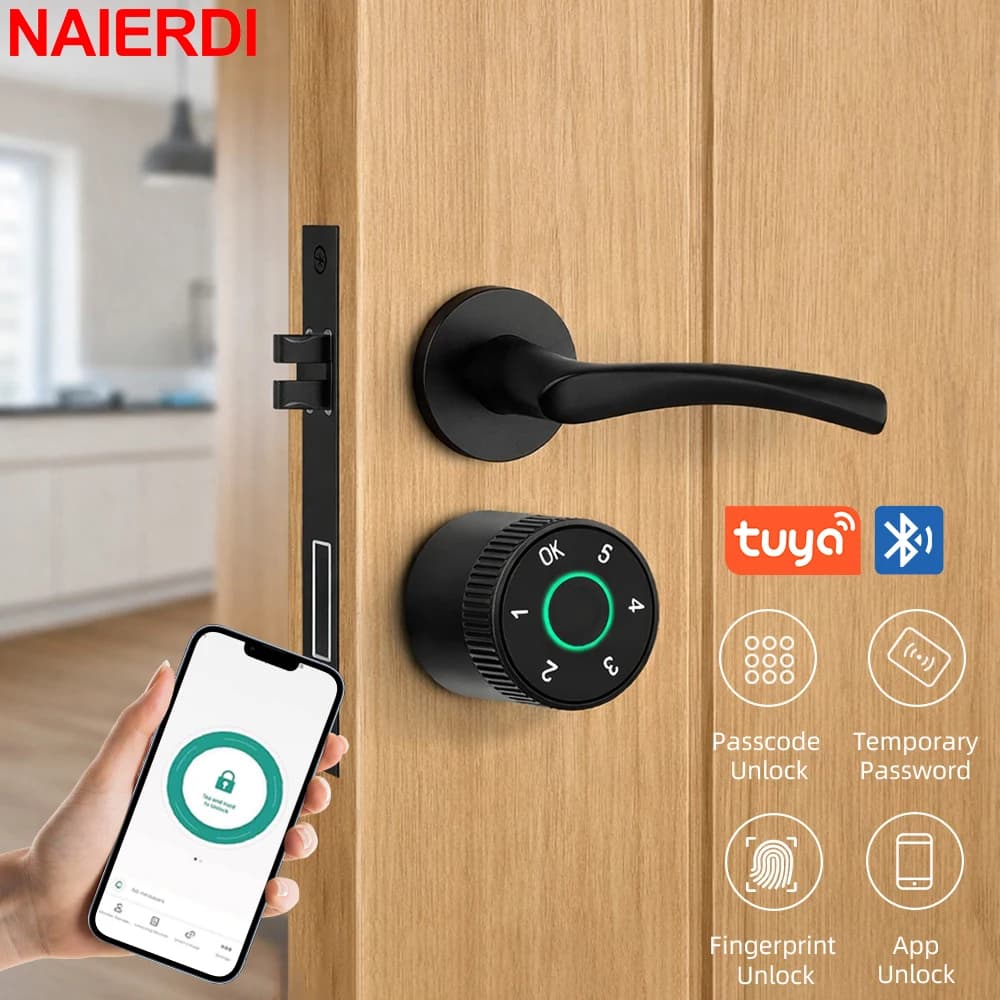 NAIERDI Smart Lock Cylinder Tuya App Fingerprint Password Unlock Electronic Door Lock Core Upgrade for Mechanical Home Lock
