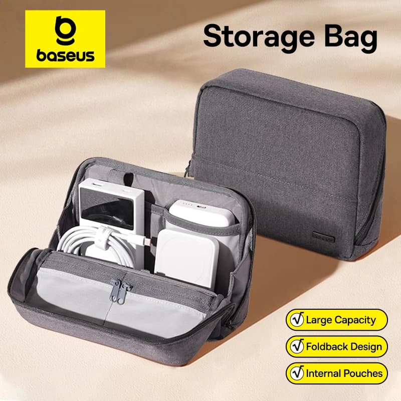 Baseus Phone Storage Bag for iPhone 17 Samsung Waterproof Digital Electronic Organizer Portable Power Bank Charger Camera Bag