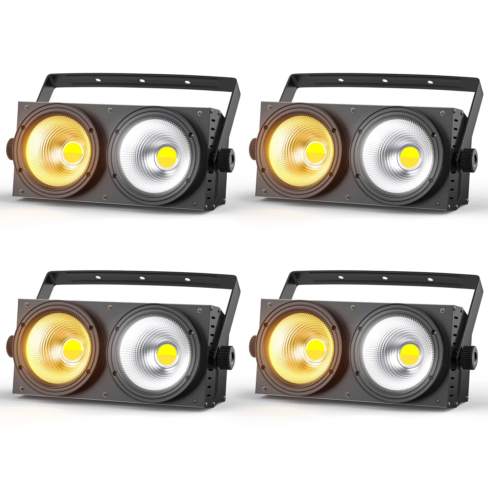 U'King 4PCS 200W COB Par Light 2x100W Blinder Lighting 2 Eyes LED 2IN1 COB Cool Warm White Lighting Party Bar DMX Stage Lighting