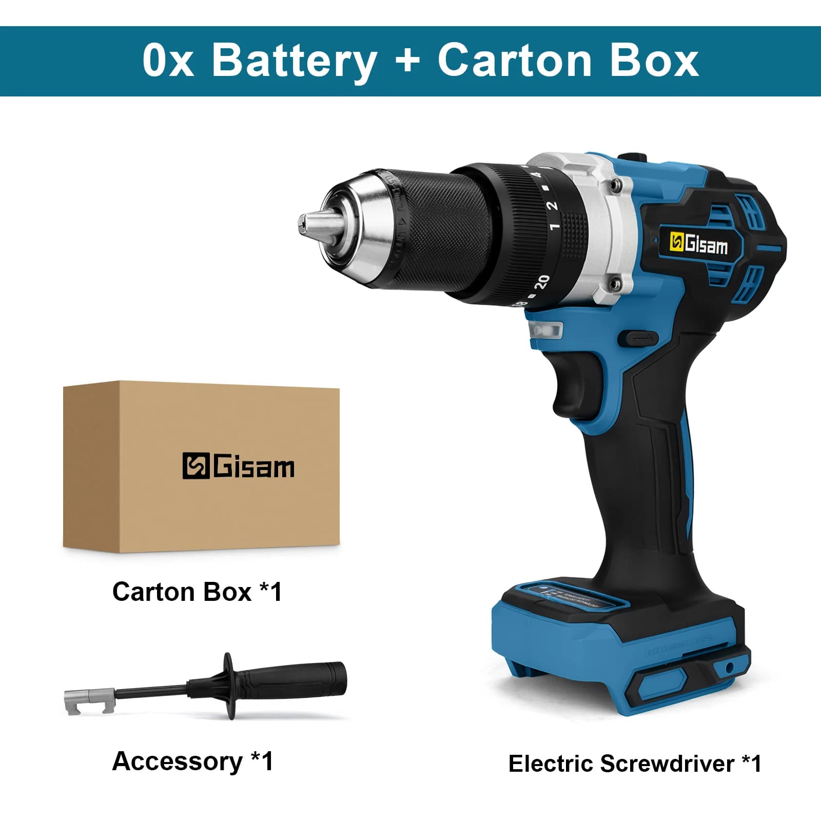 Gisam 13MM 650N.M Brushless Electric Impact Drill 20+3 Torque Electric Hammer Drill Power Tools For Makita 18V Battery Pin
