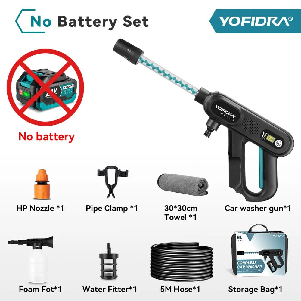 YOFIDRA 220Bar Brushless High Pressure Car Washer Gun 3 Gear Electric Washing Water Wash Spray Gun For Makita 21V Battery Pin
