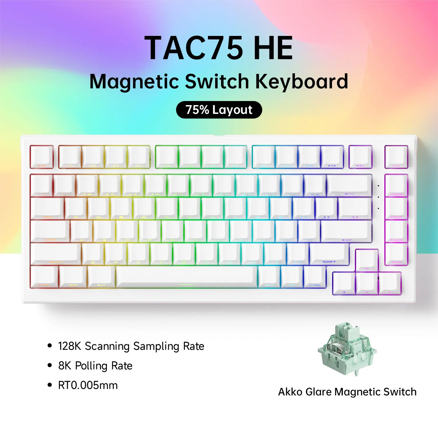 Akko TAC75 HE Keyboard 75% Magnetic Switch Rapid Trigger 0.005mm ARGB 8K Polling Rate Wired Mechanical Esports Gaming Keyboard