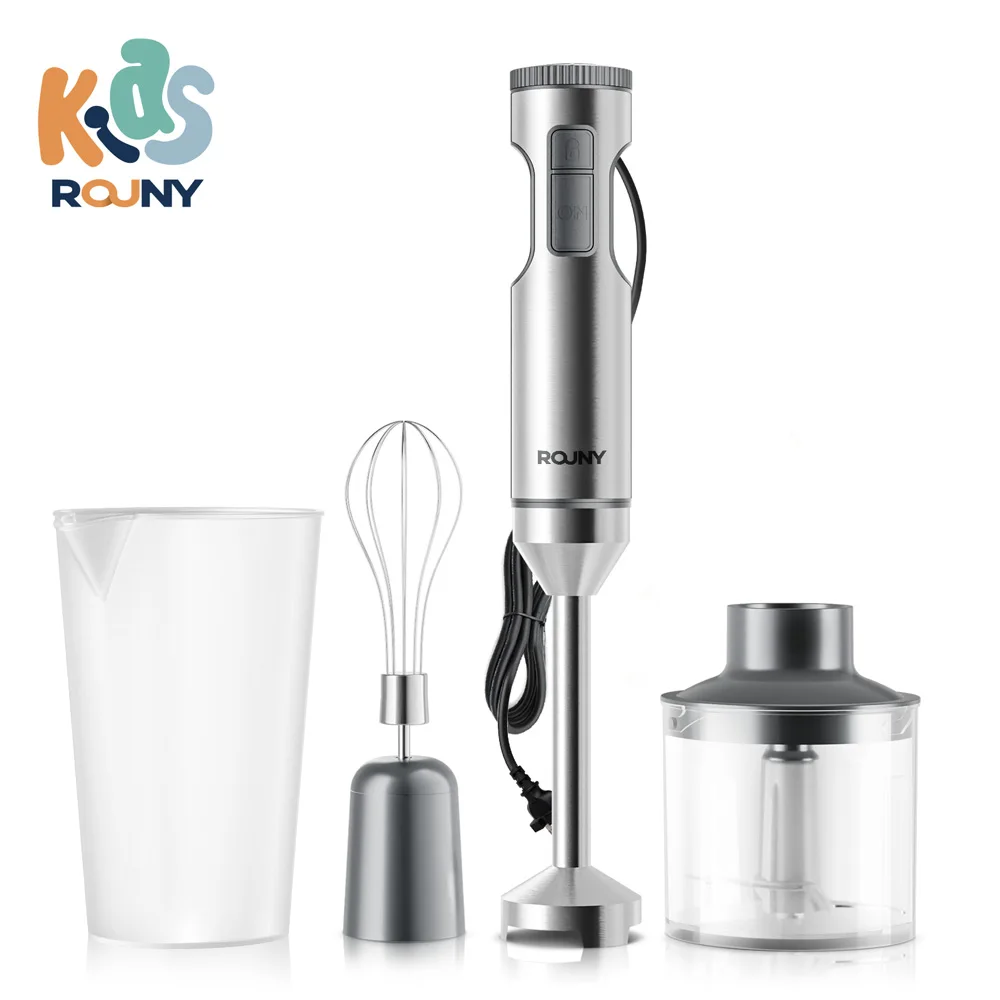 Hand Immersion Blender Powerful 4-in-1,Stainless Steel Stick Food Mixer,700ml Mixing Beaker,500ml Processor,Whisk