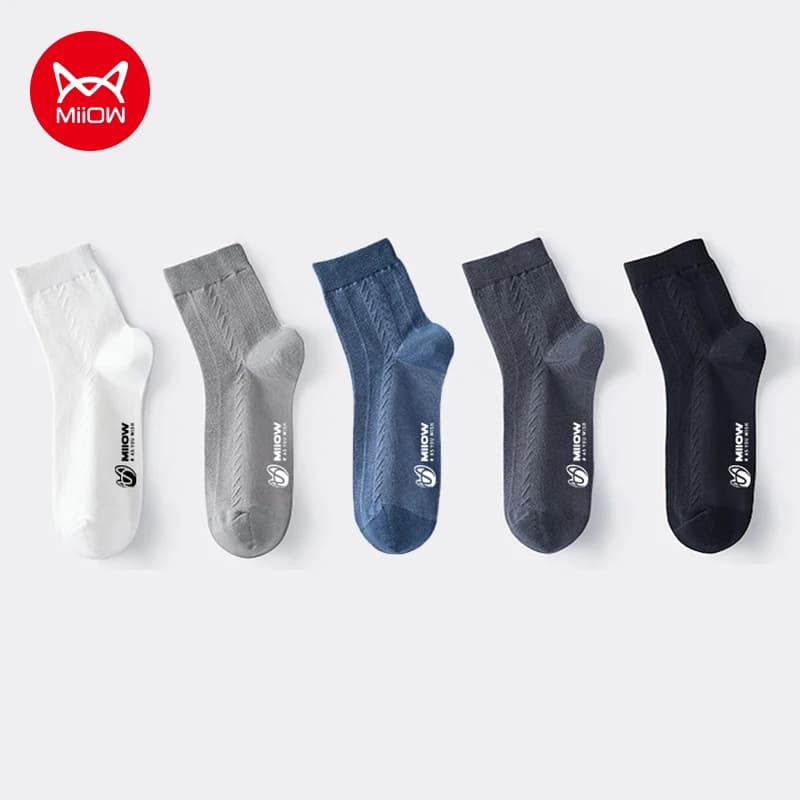 MiiOW 5 Pairs/Lot Cotton Socks Men's Casual Dress Socks Printing Winter Warm Long Male High Quality Colorful Socks For Man Gift