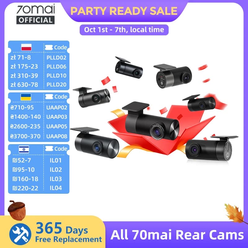 70mai Rear Cam RC06 RC11 RC12 RC14 RC22 Interior FC02 for 70mai 4K A810 A800SE 70mai A510 A200 A500S X800 RC24 RC41 for T800