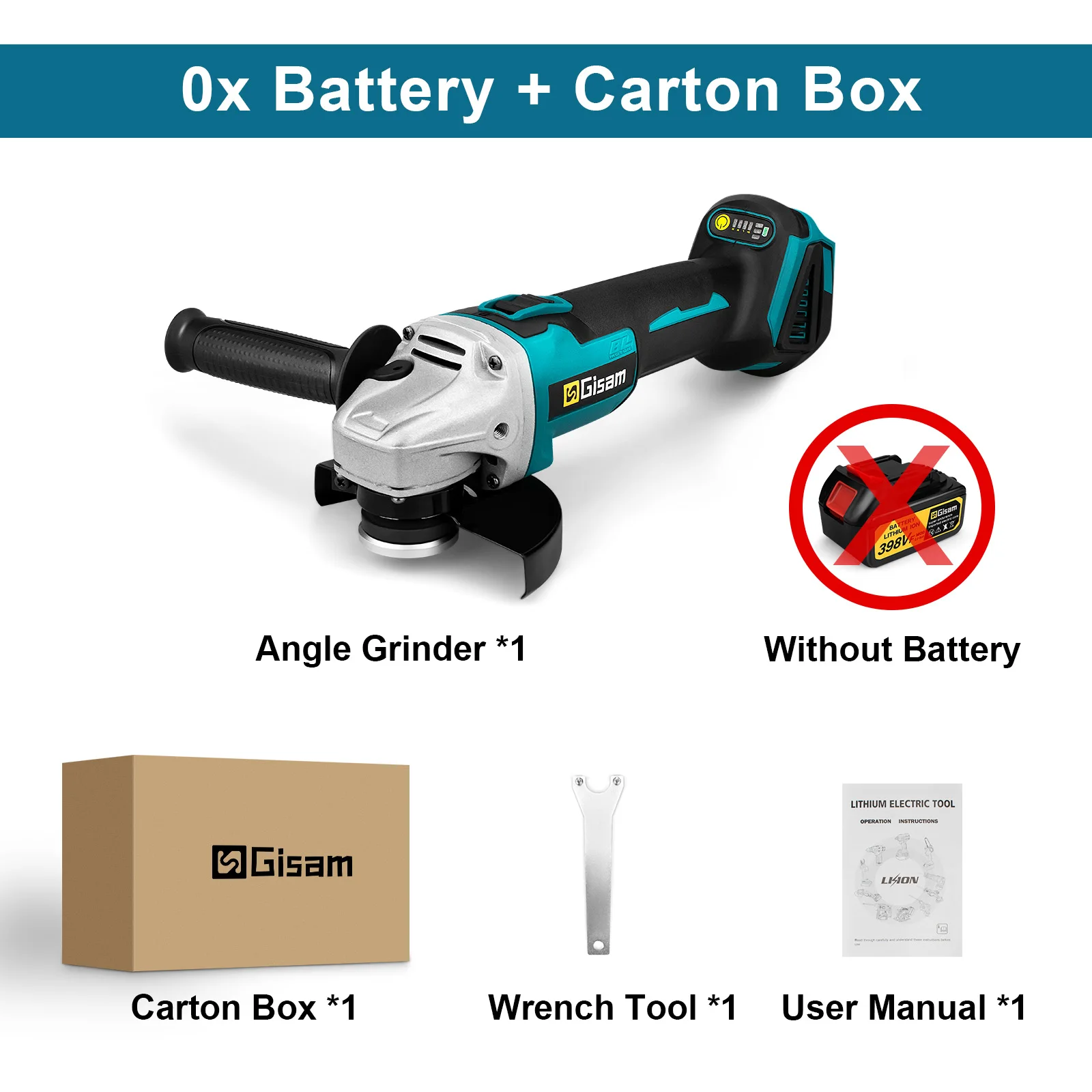 Gisam 125MM Brushless Electric Angle Grinder Variable Speed M14 Cutting Machine Woodworking Tool for Makita 18v Battery Pin