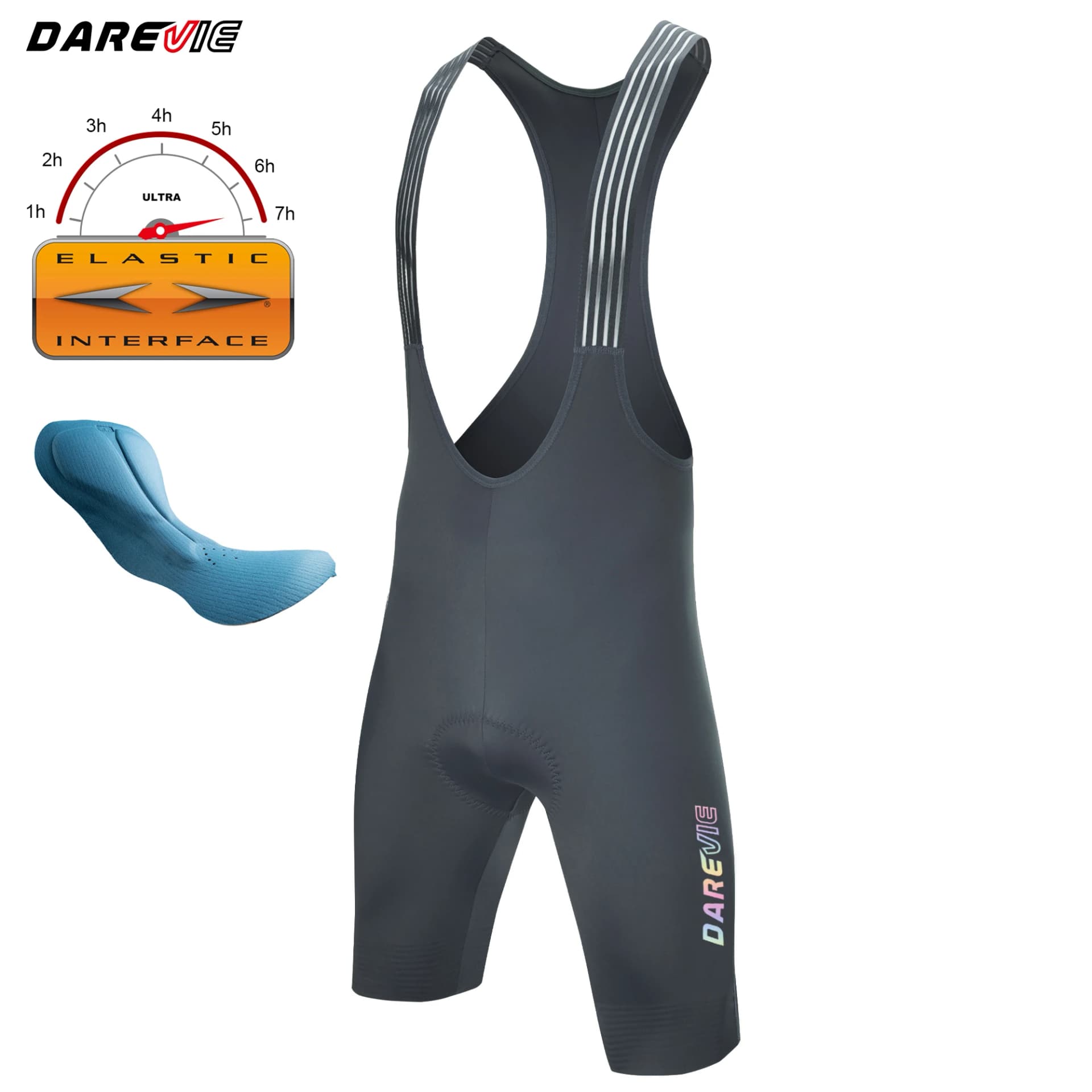 DAREVIE Cycling Bib Shorts Seamless 4.0 Italy ELASTIC-INTERFACE Pad Cycling Shorts Diamond Leg Gripper Men's Bretelelle Shorts