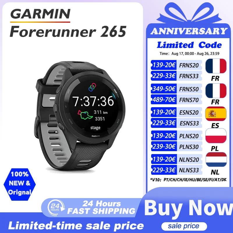 Garmin Forerunner 265 garmin Sports Watch Outdoor GPS Running Fitness Marathon Swimming Chinese Heart Rate Blood Oxygen smartwatch