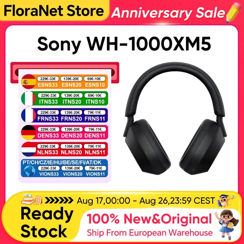 Original Sony WH-1000XM5 Wireless Headphones Bluetooth Noise Cancelling Hi-Res Audio 30Hr Battery over Ear Headset