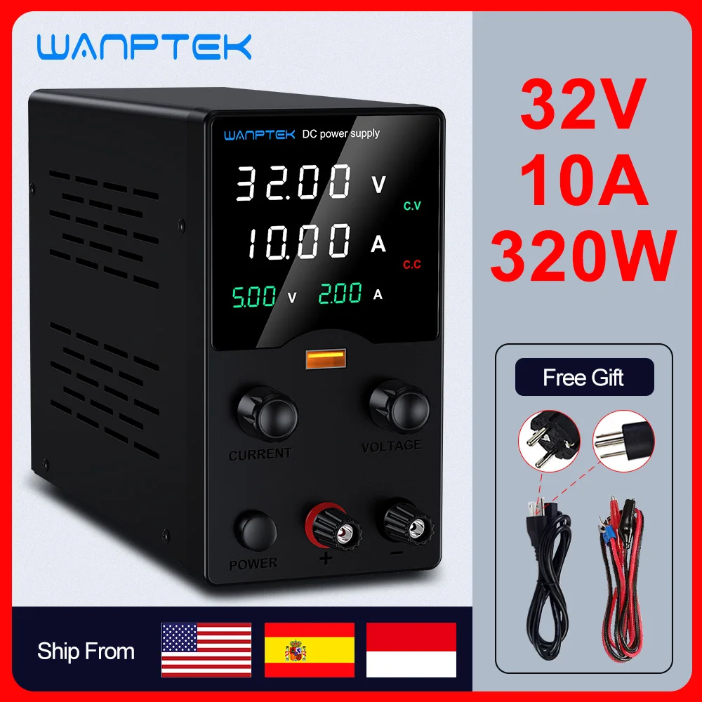 Wanptek Adjustable DC Power Supply 30V 10A LED Lab Bench Power Source Stabilized Switch Power Supply Voltage Regulator 60V 5A