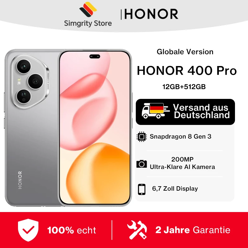 Global Version HONOR 400 Pro smartphones 5g android 15 Snapdragon 8 Gen 3 6.7 inches AMOLED Display 200MP AI Camera
