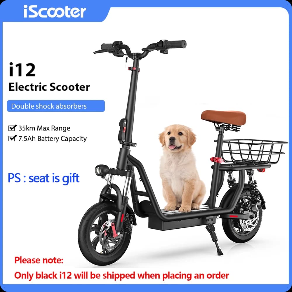ISCOOTER I12 Adult Electric Scooter 500W Motor 36V7.5AH Battery Electric Scooter 12 Inch Urban Commuting Electric Scooter