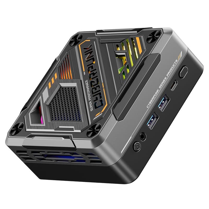AOOSTAR GOD57 Mini PC, AMD Ryzen 7 5700U 8 Cores Up to 4.3GHz, 16GB RAM 512GB SSD, WiFi 6 Bluetooth 5.2, HDMI/DP/Type-C 4K@60Hz Triple Display, 2*USB 3.2 2*USB 2.0, 1*1000M RJ45 1*2.5G RJ45, 1*3.5mm Headphone Jack, RGB Light, 65W Charging - EU Plug